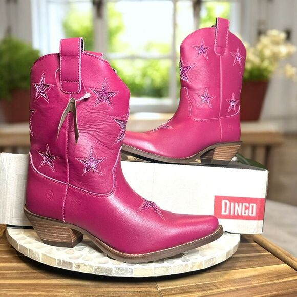 Dingo Star Struck Cowboy Boots Fuchsia Pink Leather Western Rodeo Women’s Size 7 - Picture 5 of 15